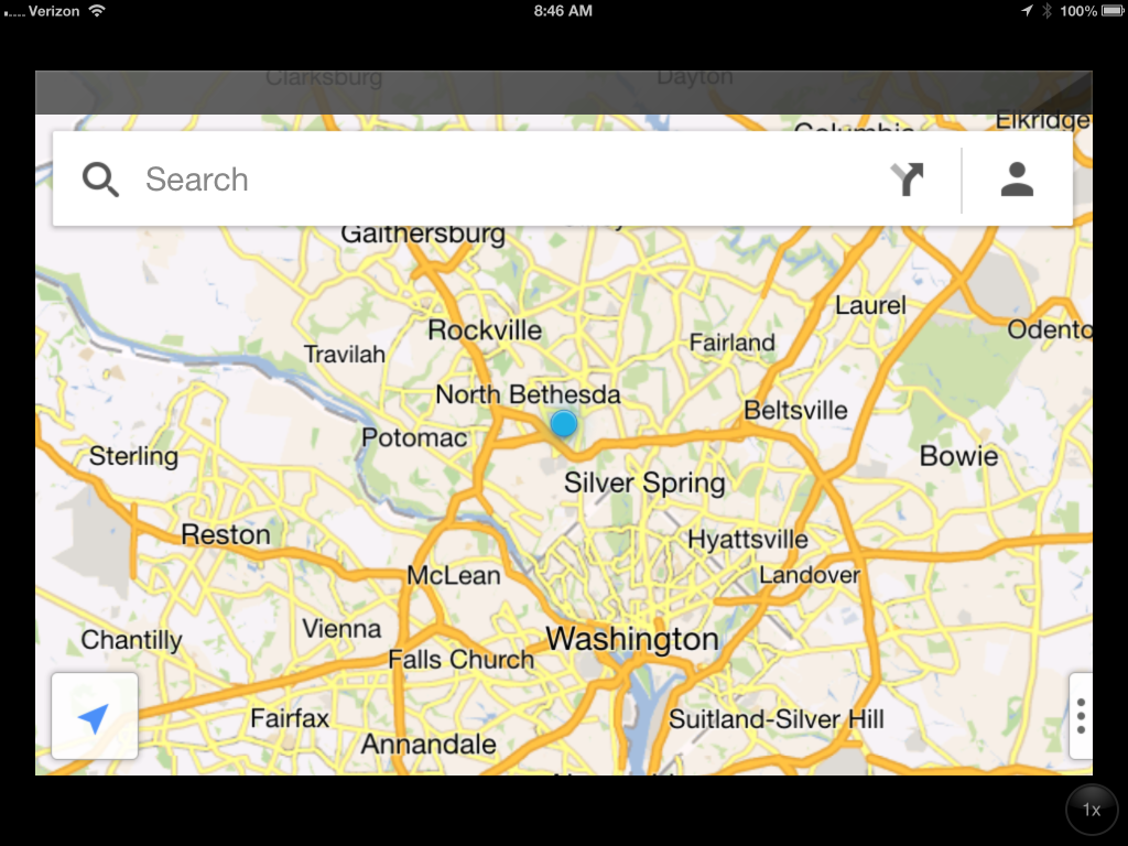Google maps iPad screenshot