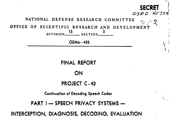 Cover page of Final Report on Project C-43