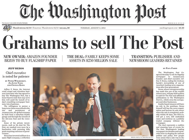 Esdhington Post headline (via Newseum)