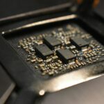 a close up of a computer processor chip