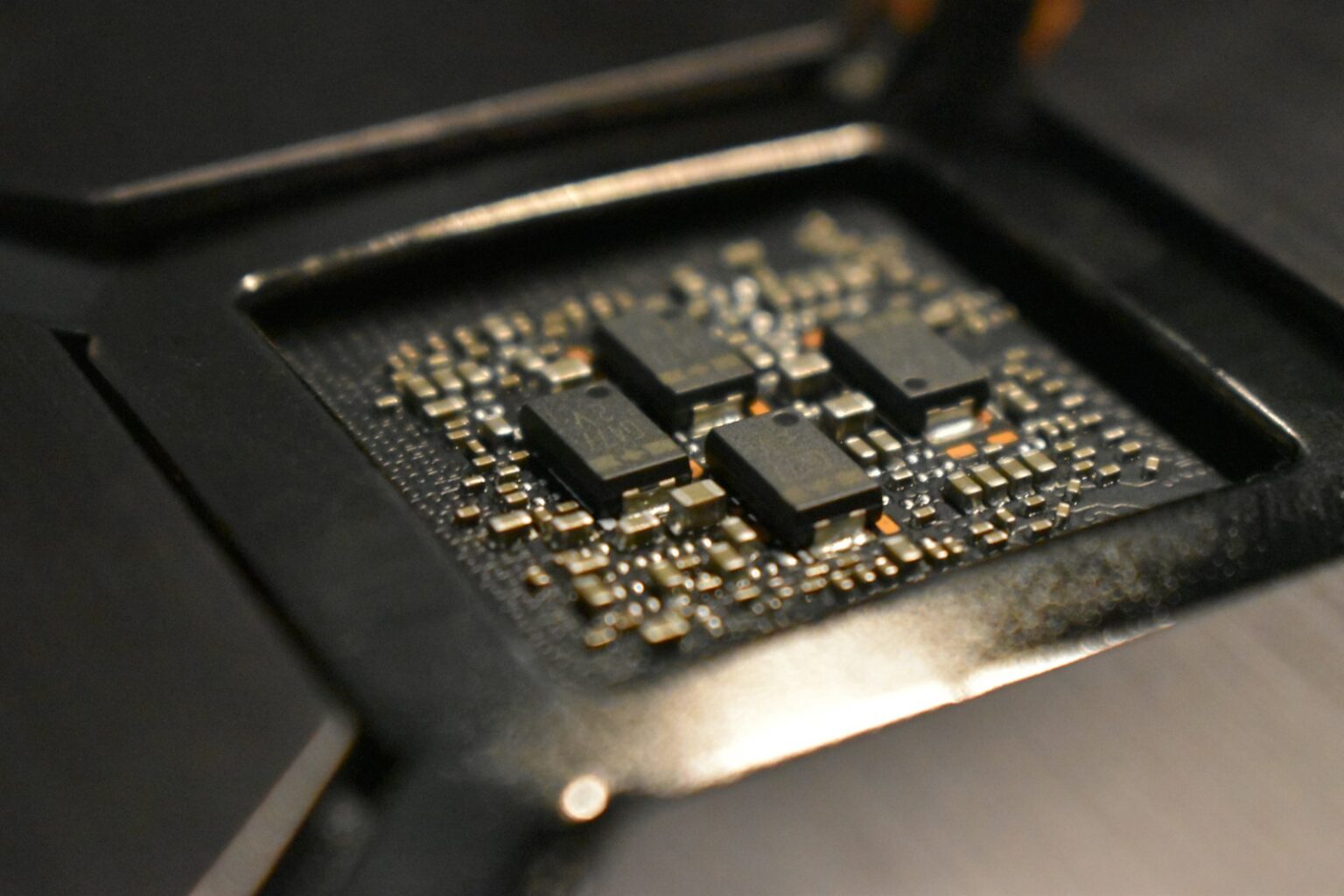 a close up of a computer processor chip