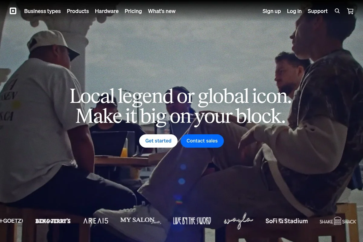 Screenshot of Square homepage