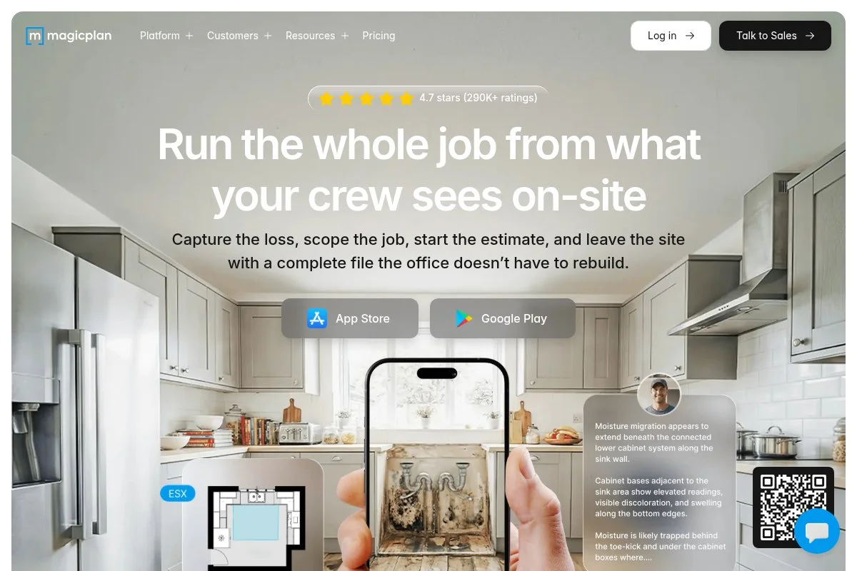 Screenshot of magicplan homepage