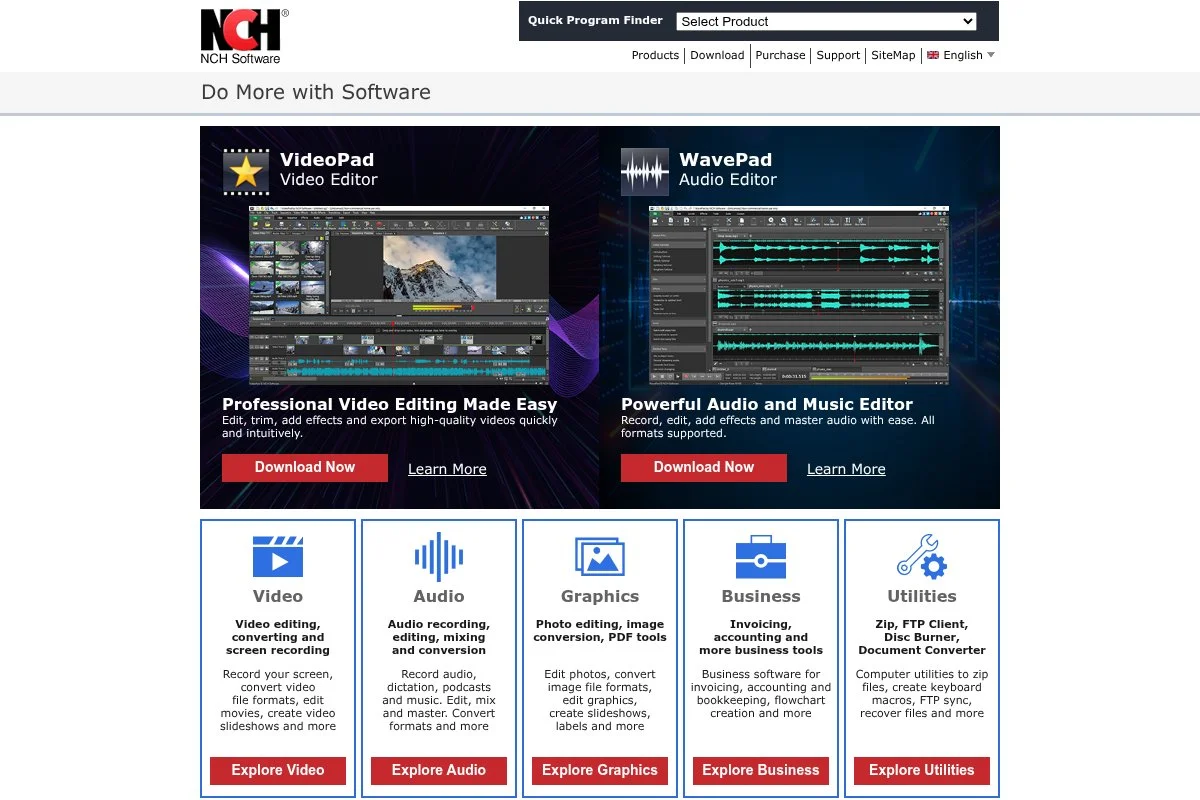 Screenshot of NCH Express Accounts homepage