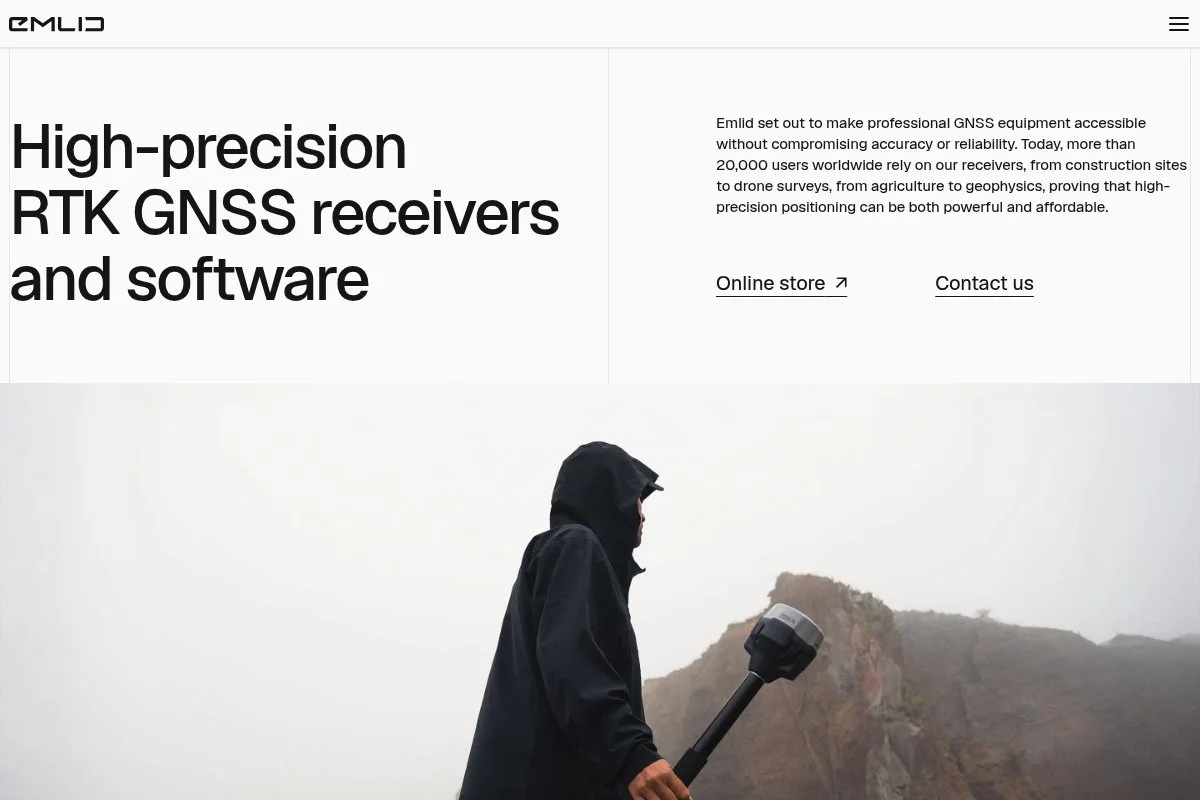 Screenshot of Emlid Studio homepage