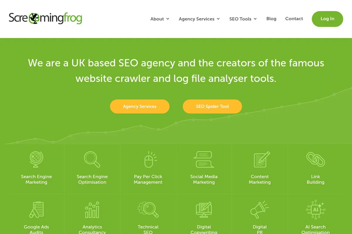 Screenshot of Screaming Frog SEO Spider homepage