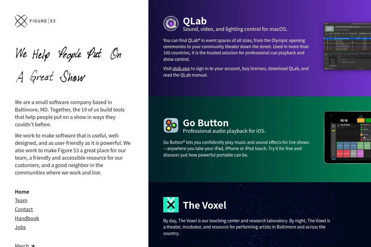 Screenshot of QLab homepage
