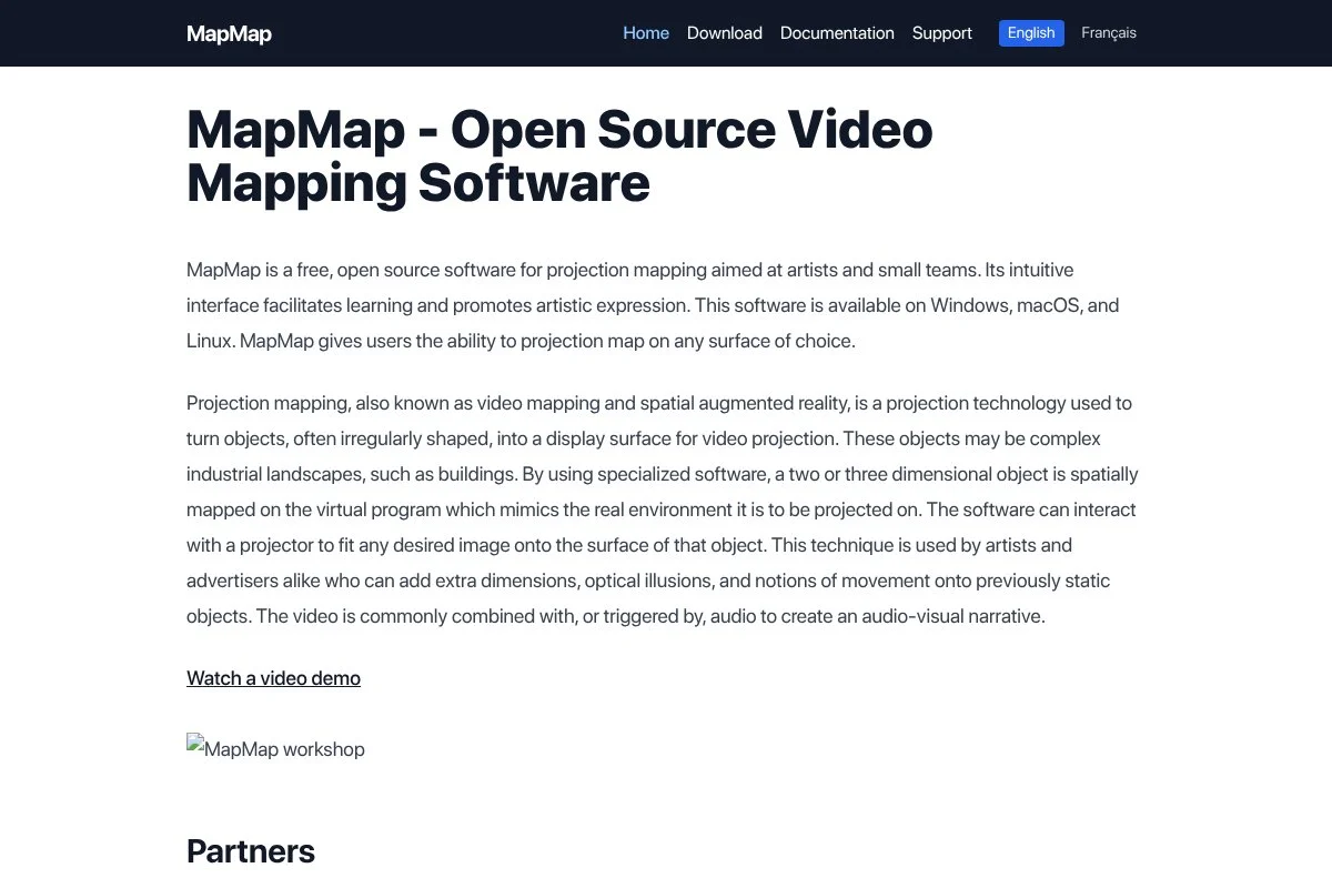 Screenshot of MapMap homepage