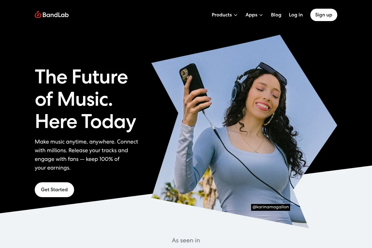 Screenshot of BandLab homepage
