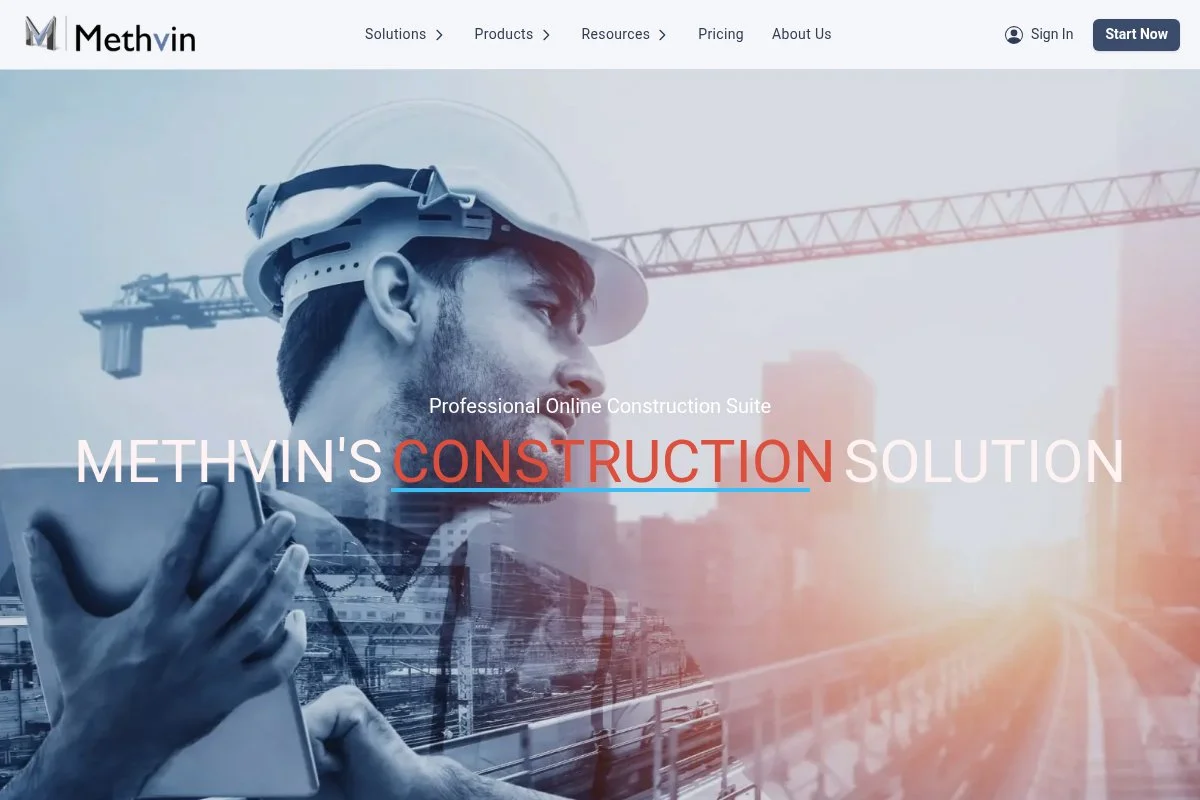 Screenshot of Methvin homepage