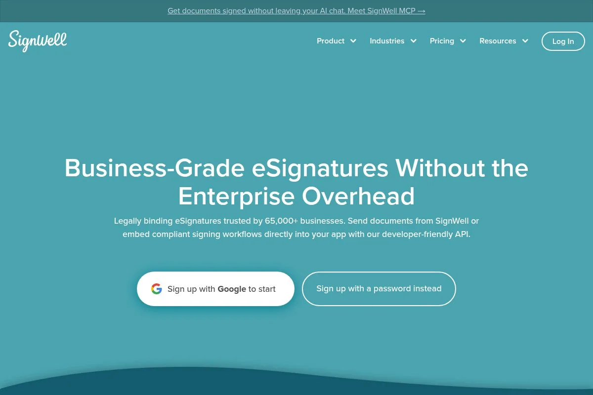 Screenshot of SignWell homepage