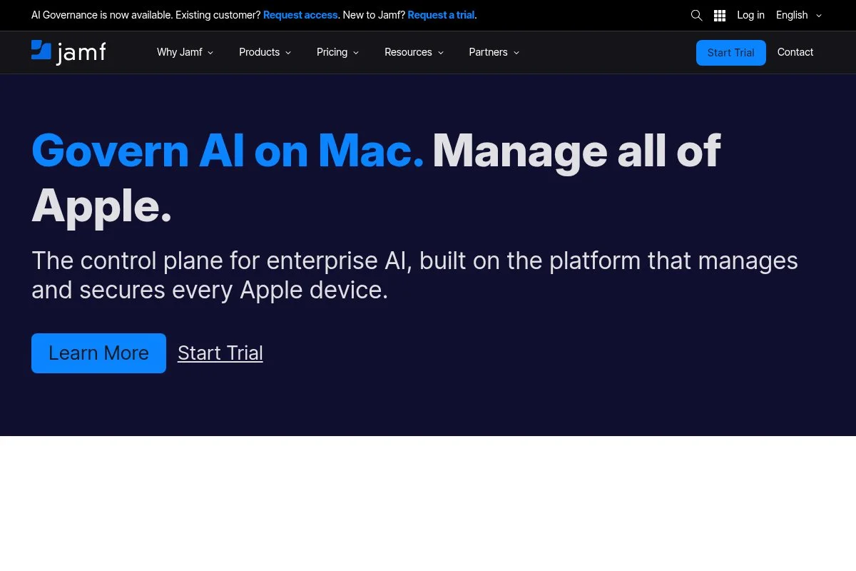 Screenshot of Jamf Now homepage