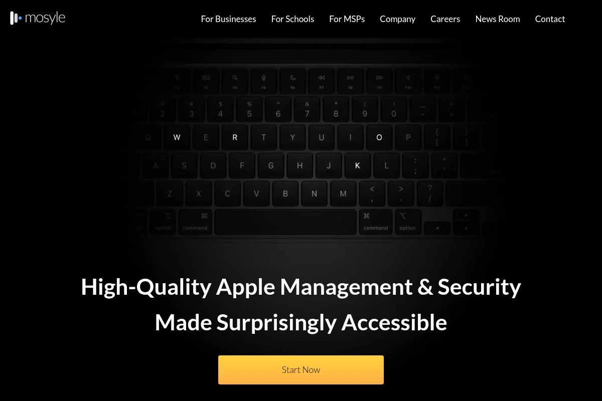 Screenshot of Mosyle homepage