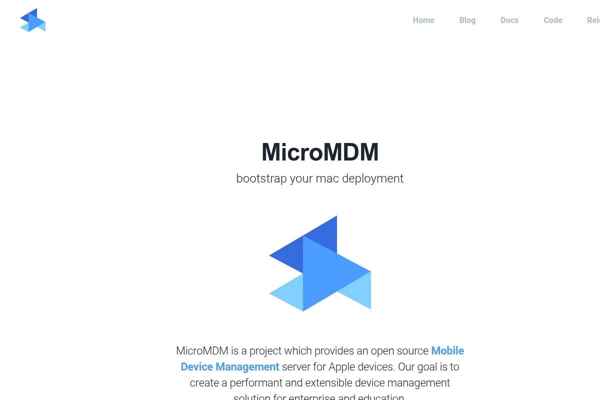 Screenshot of MicroMDM homepage