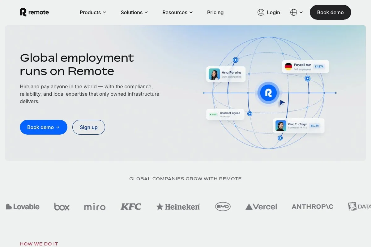 Screenshot of Remote HRIS homepage