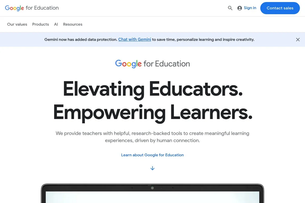 Screenshot of Google Classroom homepage