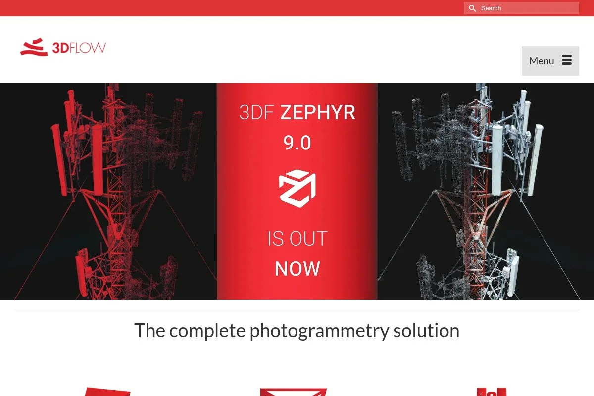 Screenshot of 3DF Zephyr Free homepage