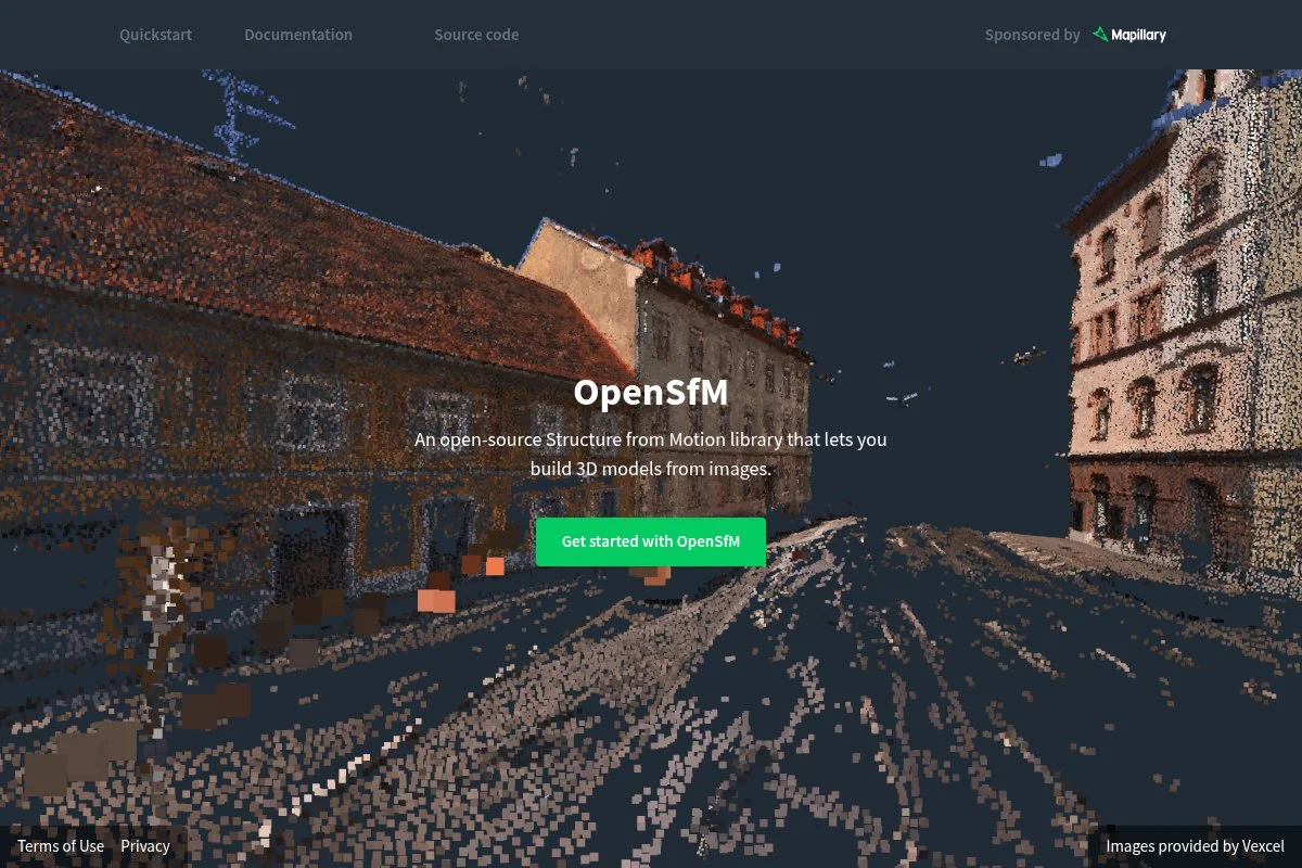 Screenshot of OpenSfM homepage