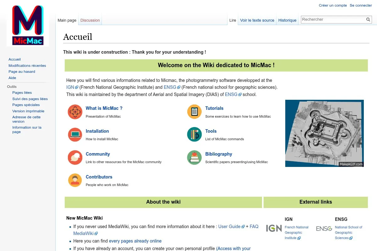 Screenshot of MicMac homepage