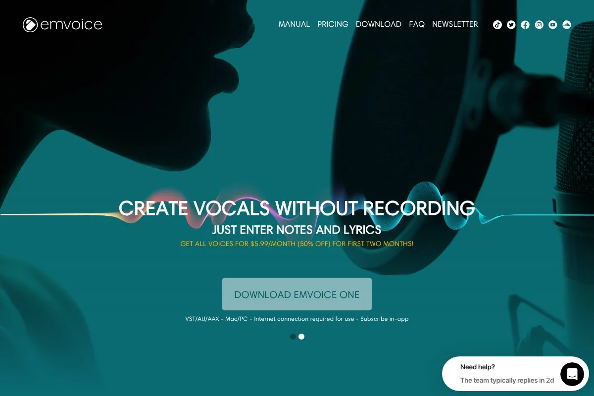 Screenshot of Emvoice One homepage