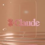 Pink claude logo with asterisk on a peach background.