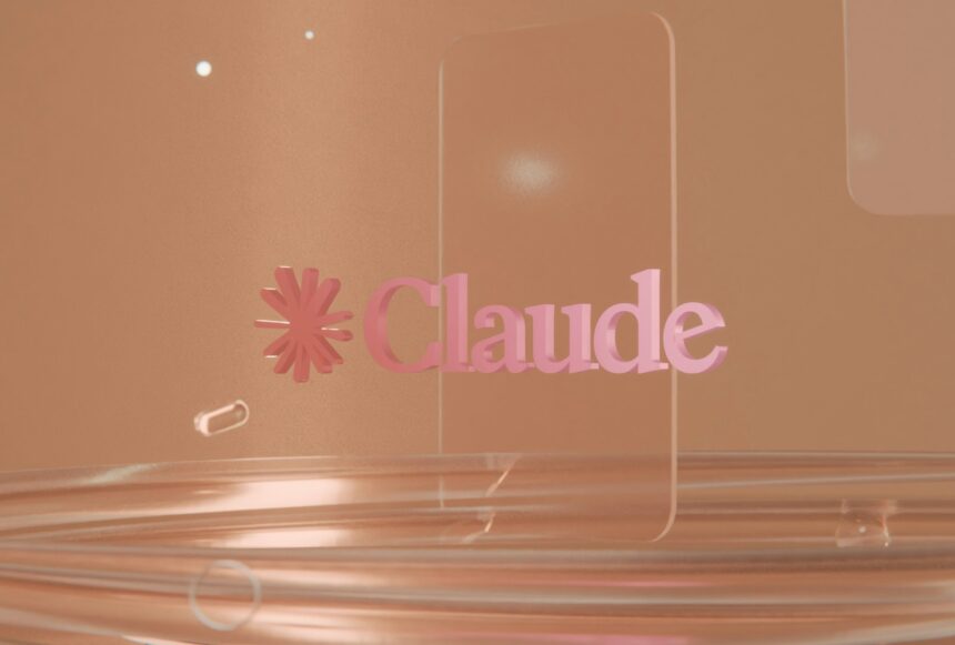 Pink claude logo with asterisk on a peach background.