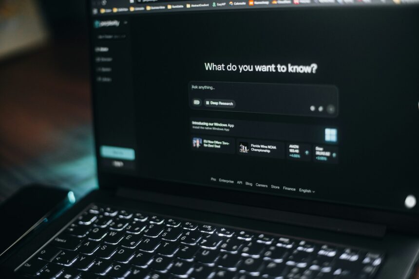 Laptop screen showing a search bar