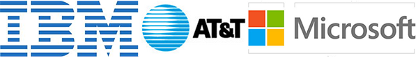 ibm-att-msft IBM, AT&T, and Microsoft logos
