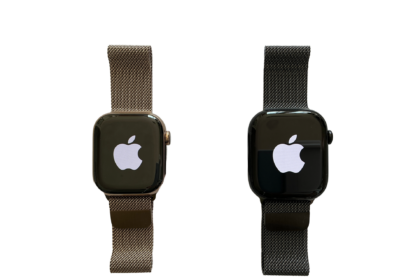 Two Apple Watch Series 10 models with milanese loop bands