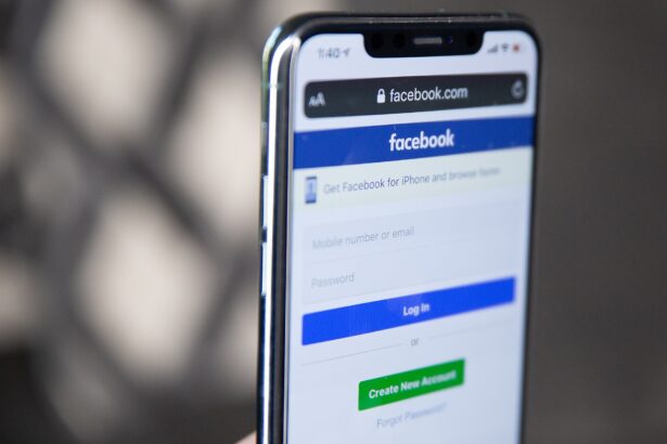 The Facebook login page open in a browser on a smartphone