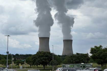 Steam rising from the cooling towers of the Limerick Generating Station nuclear plant in Pennsylvania