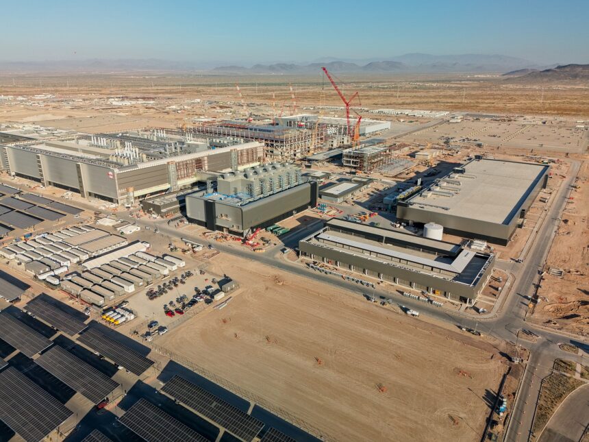 Aerial view of TSMC's Fab 21 campus under construction in Phoenix, Arizona