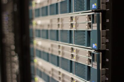 Rack-mounted servers in a Wikimedia Foundation data center